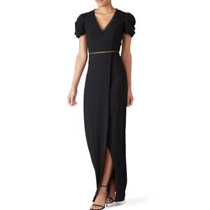 B17 Monique Lhuillier Cut Out Gown Womens 4 Glam Red Carpet Modest Minimalist